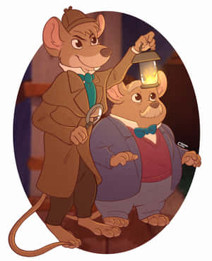 Basil Of Baker Street And Dr. Dawson In The Great Mouse Detective Wallpaper