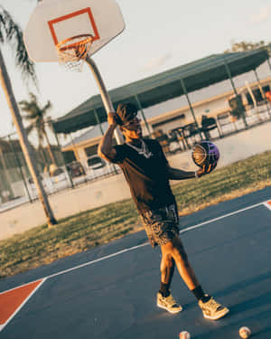 Basketball Court Sunset Style Wallpaper