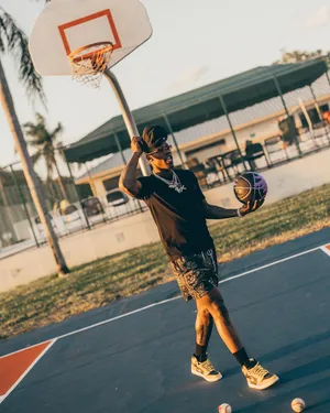 Basketball Court Sunset Style Wallpaper