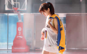 Basketball Girl Aesthetic Court Side Contemplation.jpg Wallpaper