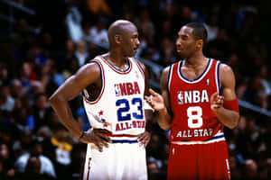 Basketball Legends Kobe Bryant And Michael Jordan Wallpaper