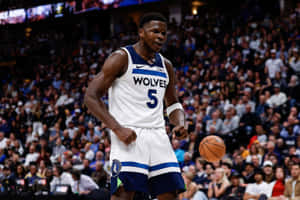 Basketball Player Anthony Edwards In Action Wallpaper