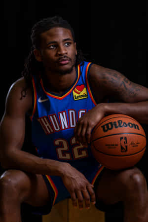 Basketball Player Portrait Thunder Jersey Wallpaper