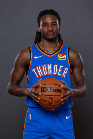 Basketball Player Portrait Thunder Jersey Wallpaper