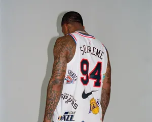 Basketball Player Tattooed Back Supreme Jersey94 Wallpaper