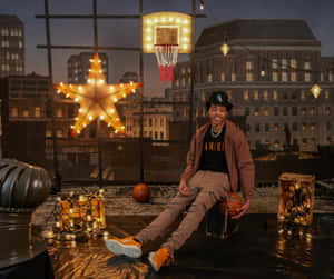 Basketball Player Urban Rooftop Portrait Wallpaper