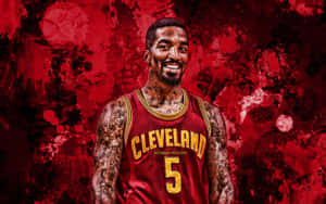 Basketball Playerin Red Cleveland Uniform Wallpaper