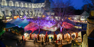 Bath Christmas Market Night Scene Wallpaper