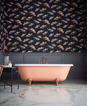 Bathroom Fish Patterned Walls Wallpaper