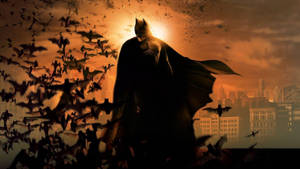 Batman And Bats Sepia Wallpaper