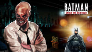 Batman And Red Hood Face Off In An Intense Scene Wallpaper