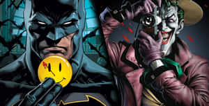 Batman And The Three Jokers Face Off In A Dramatic Encounter Wallpaper