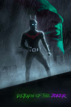 Batman Beyond Facing Off Against The Joker In A Futuristic Gotham City Wallpaper