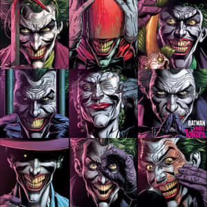 Batman Faces Off Against The Three Jokers In An Intense Showdown Wallpaper