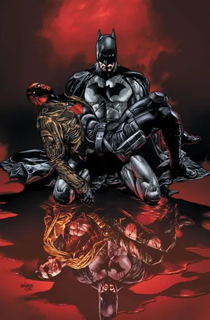Batman Holding Robin's Lifeless Body In 'death In The Family' Comic Wallpaper