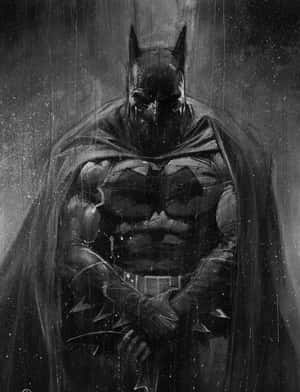 Batman In Action – Black And White Artwork Wallpaper