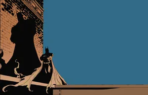 Batman Silhouetteon Gotham Rooftop Wallpaper