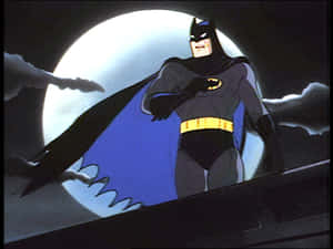 Batman Standing On Top Of A City Building, Overlooking Gotham City In Batman Animated Adventures. Wallpaper