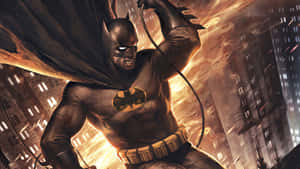 Batman Standing Tall In The Dark Knight Returns Wallpaper