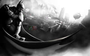 Batman Stands Tall, Ready For Action In A Stylish Black And White Setting Wallpaper