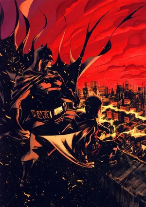 Batmanand Robin Overlooking Gotham Wallpaper