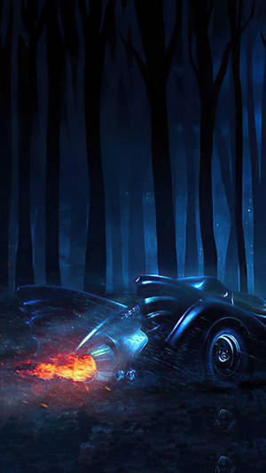 Batmobile In The Woods Wallpaper