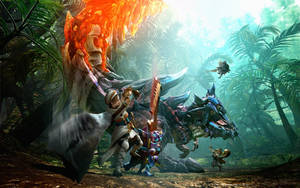 Battle Nakarkos In Monster Hunter Generations Wallpaper