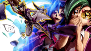 Battle Ready Yu-gi-oh! Astral And Yuma Duelists Wallpaper