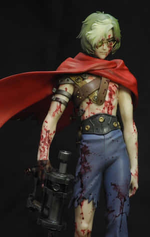 Battle Scarred Anime Figurewith Red Cape Wallpaper