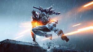 Battlefield Desktop Soldier Hopping Barrier Wallpaper