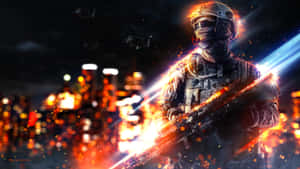 Battlefield Desktop Soldier With Helicopters Wallpaper