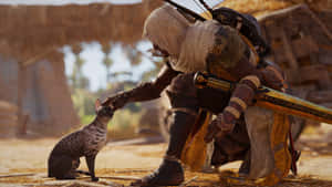 Bayek In Action, The Legendary Assassin Of Ancient Egypt Wallpaper