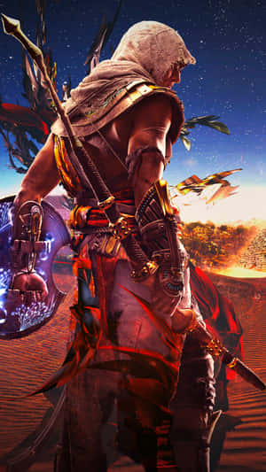 Bayek, The Legendary Medjay Of Egypt, In An Epic Action Pose Wallpaper