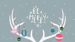 Be Merry Christmas Ornaments On Deer Antlers Wallpaper