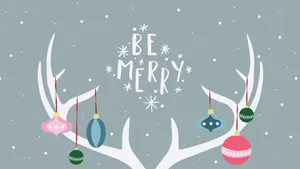 Be Merry Holiday Antlers Illustration Wallpaper