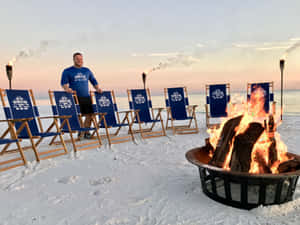 Beach Campfire At Sunset Wallpaper