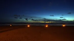 Beach Campfire Under A Starry Night Wallpaper