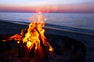 Beach Campfire Under A Starry Night Sky Wallpaper