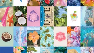 Beach Coconut Girl Aesthetic Wallpaper