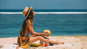 Beach Coconut Girl Vibes Wallpaper