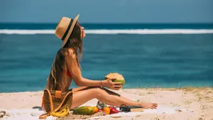 Beach Coconut Girl Vibes Wallpaper