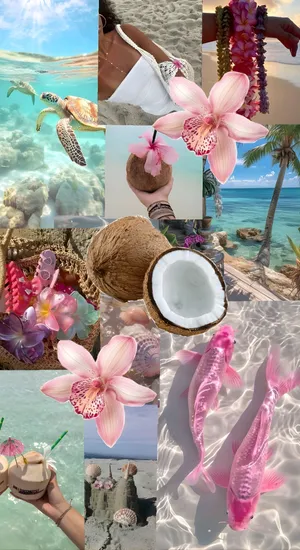 Beach Coconut Girl Vibes Wallpaper