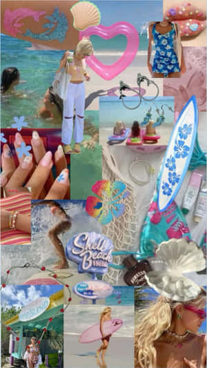 Beach Girl Aesthetic_ Collage Wallpaper