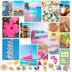 Beach Girl Aesthetic Collage Wallpaper