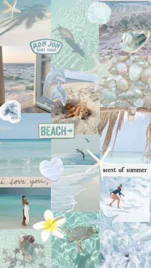 Beach Girl Aesthetic Collage Wallpaper