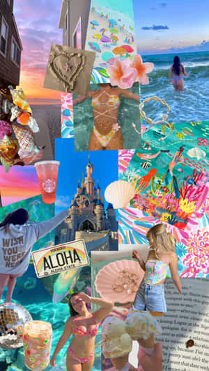 Beach Girl Aesthetic Collage.jpg Wallpaper