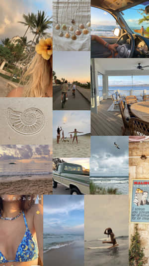 Beach Girl Aesthetic Collage.jpg Wallpaper