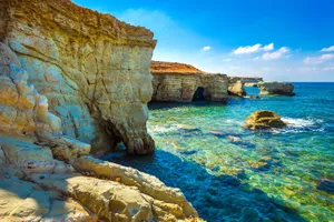 Beach In Paphos With Gigantic Stones Wallpaper
