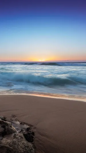 Beach Phone Waves On Sand Wallpaper