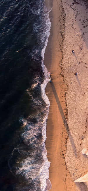 Beach Waves Sandy Shoreline Aerial View Iphone17 Wallpaper